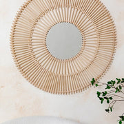 Live Beautiful Woven Rattan Wall Mirror 31"